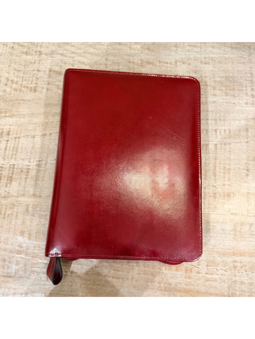 Franklin Covey Red Leather Zip Around 7 Ring Planner Binder Organizer 10x8